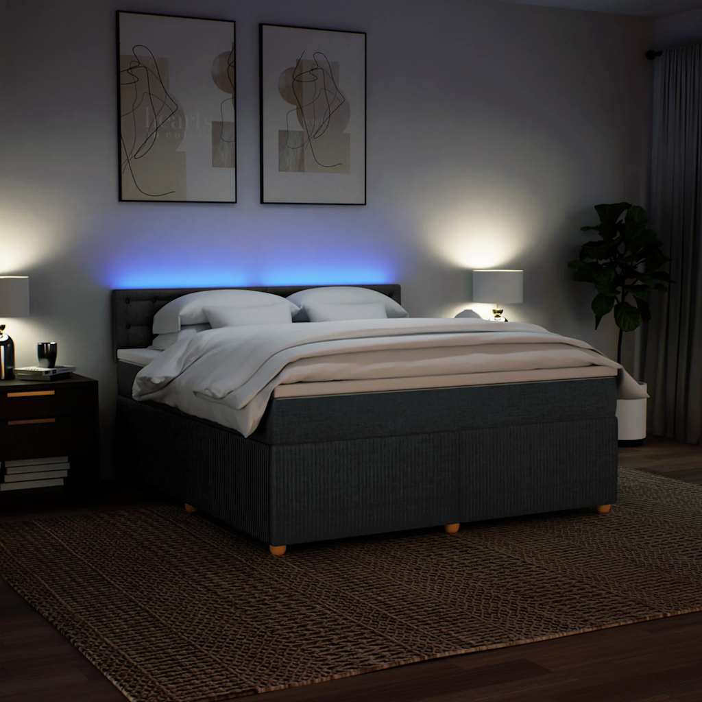 Sommier à lattes de lit avec matelas Gris foncé 180x200cm Tissu - XIOS