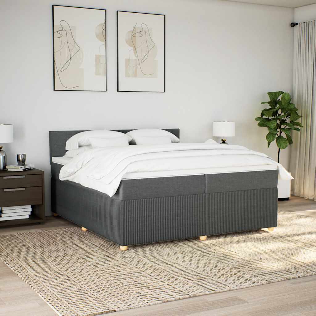 Sommier à lattes de lit avec matelas Gris foncé 200x200cm Tissu - XIOS