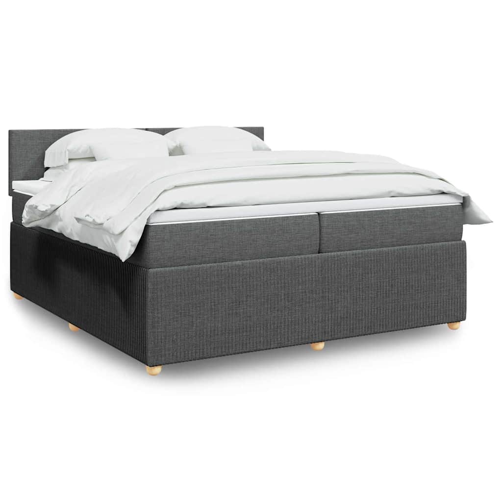 Sommier à lattes de lit avec matelas Gris foncé 200x200cm Tissu - XIOS