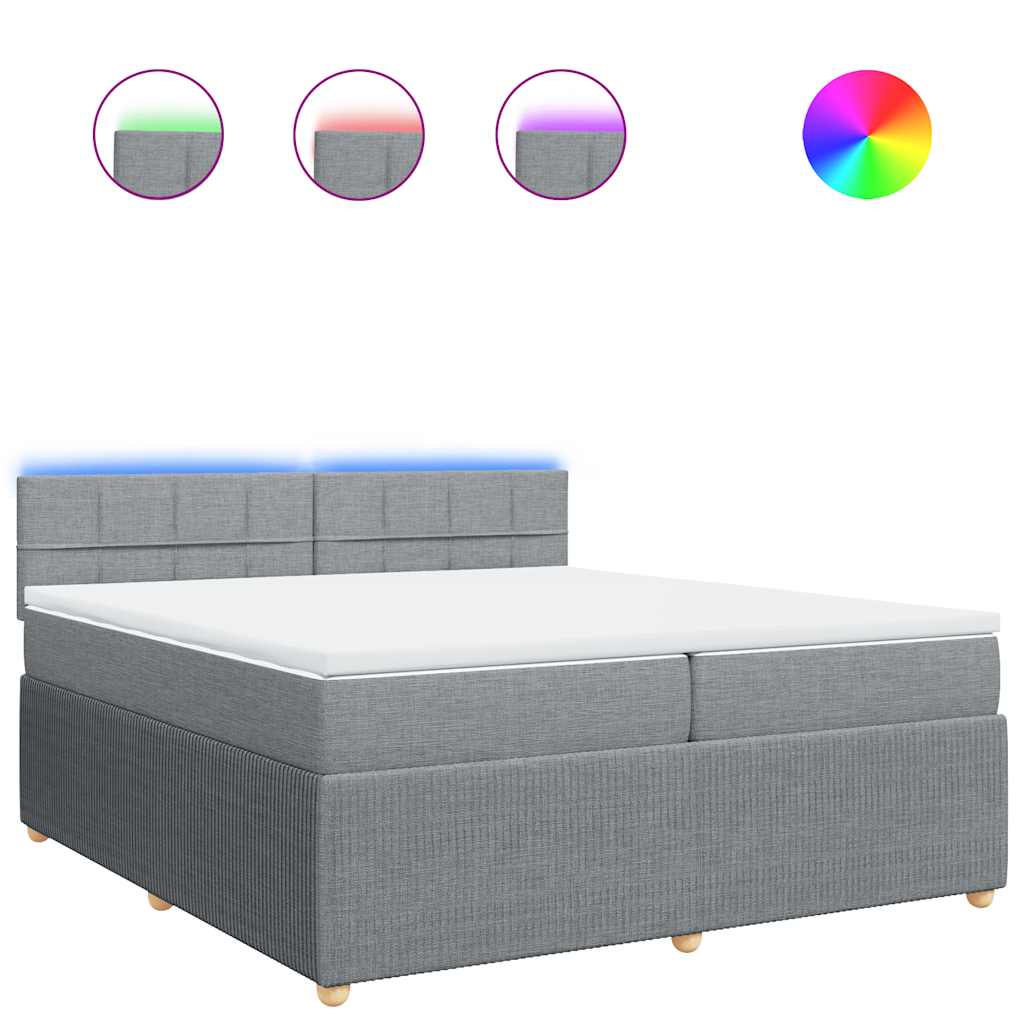 Sommier à lattes de lit avec matelas Gris clair 200x200cm Tissu - XIOS