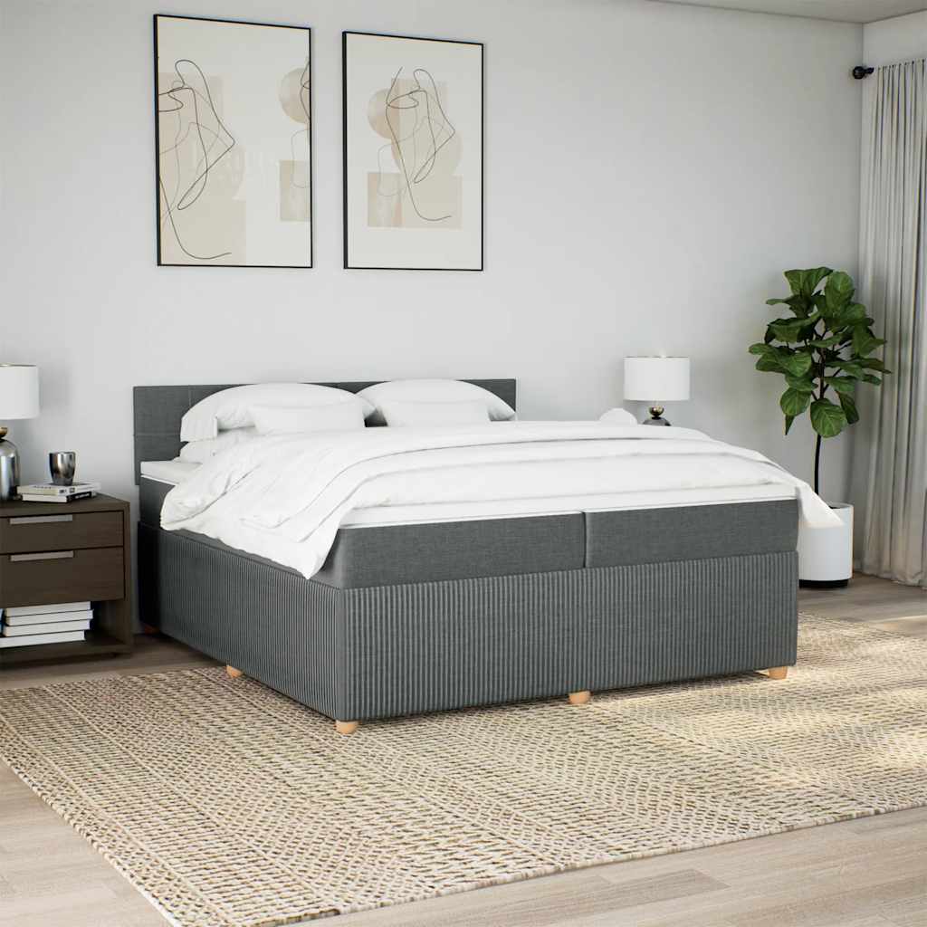 Sommier à lattes de lit avec matelas Gris foncé 200x200cm Tissu - XIOS