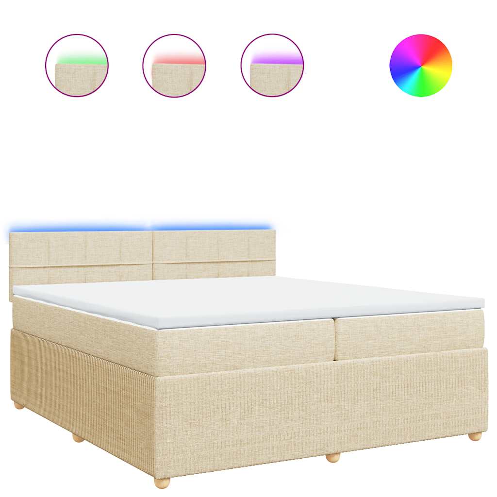 Sommier à lattes de lit avec matelas Crème 200x200 cm Tissu - XIOS