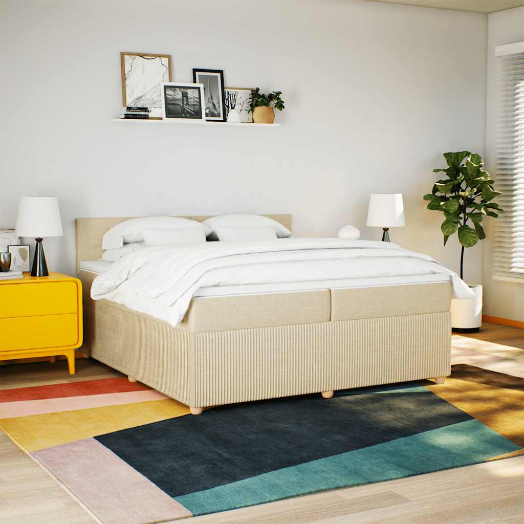 Sommier à lattes de lit avec matelas Crème 200x200 cm Tissu - XIOS