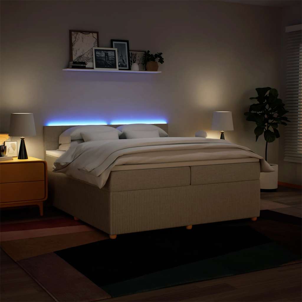Sommier à lattes de lit avec matelas Crème 200x200 cm Tissu - XIOS
