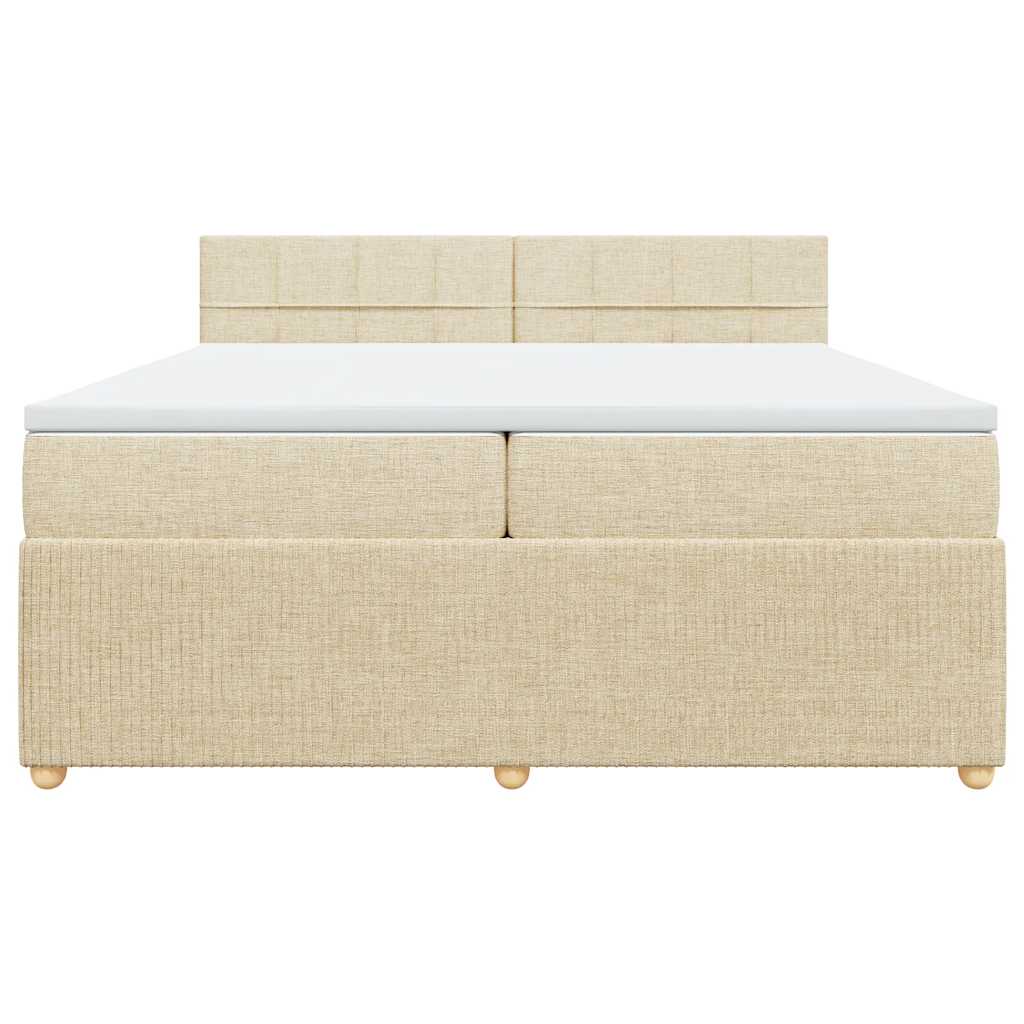 Sommier à lattes de lit avec matelas Crème 200x200 cm Tissu - XIOS
