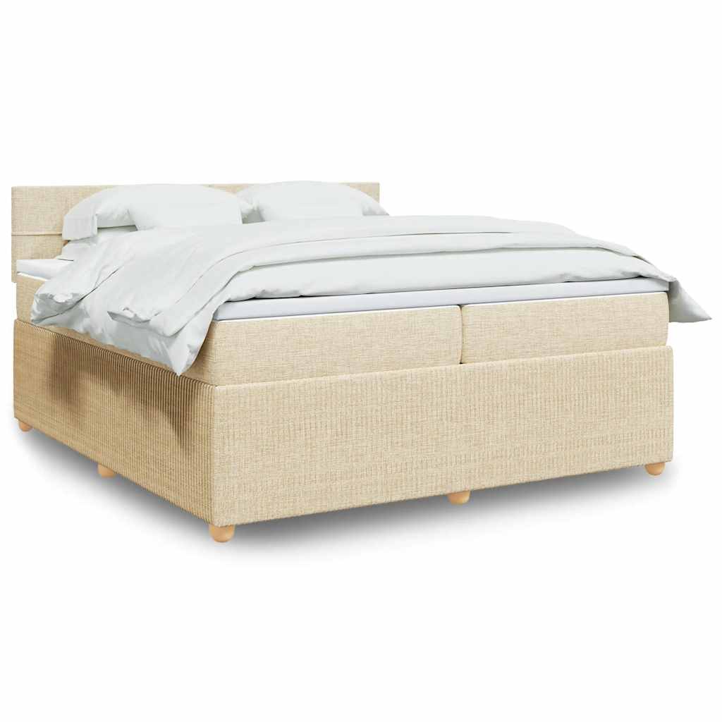 Sommier à lattes de lit avec matelas Crème 200x200 cm Tissu - XIOS
