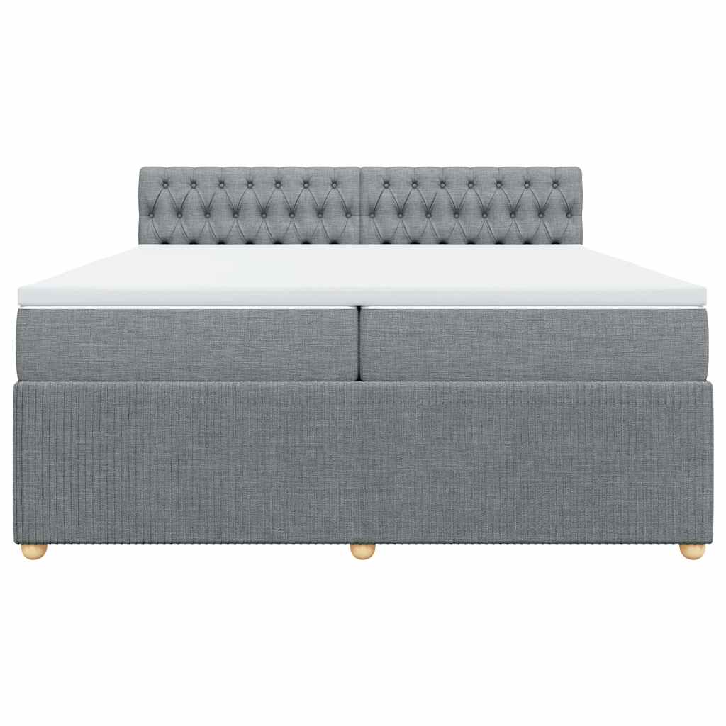 Sommier à lattes de lit avec matelas Gris clair 200x200cm Tissu - XIOS
