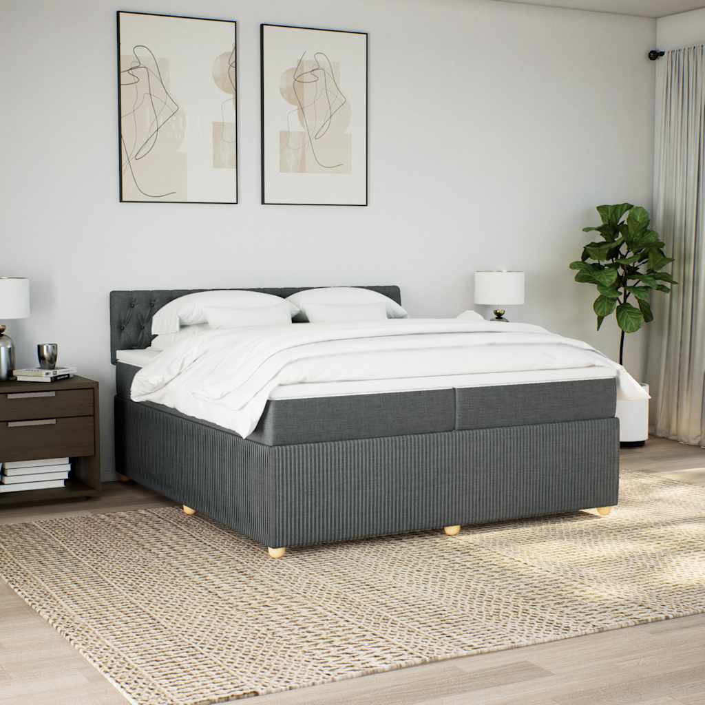 Sommier à lattes de lit avec matelas Gris foncé 200x200cm Tissu - XIOS