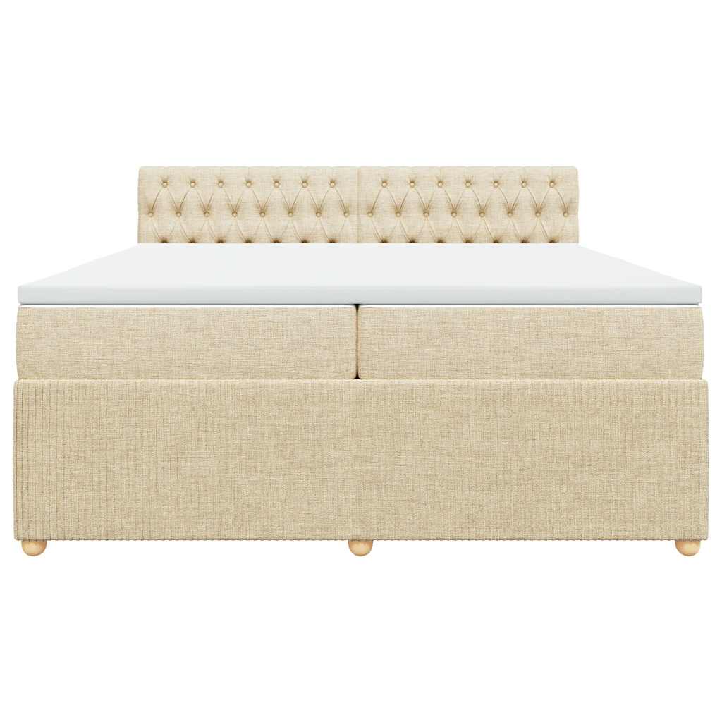 Sommier à lattes de lit avec matelas Crème 200x200 cm Tissu - XIOS