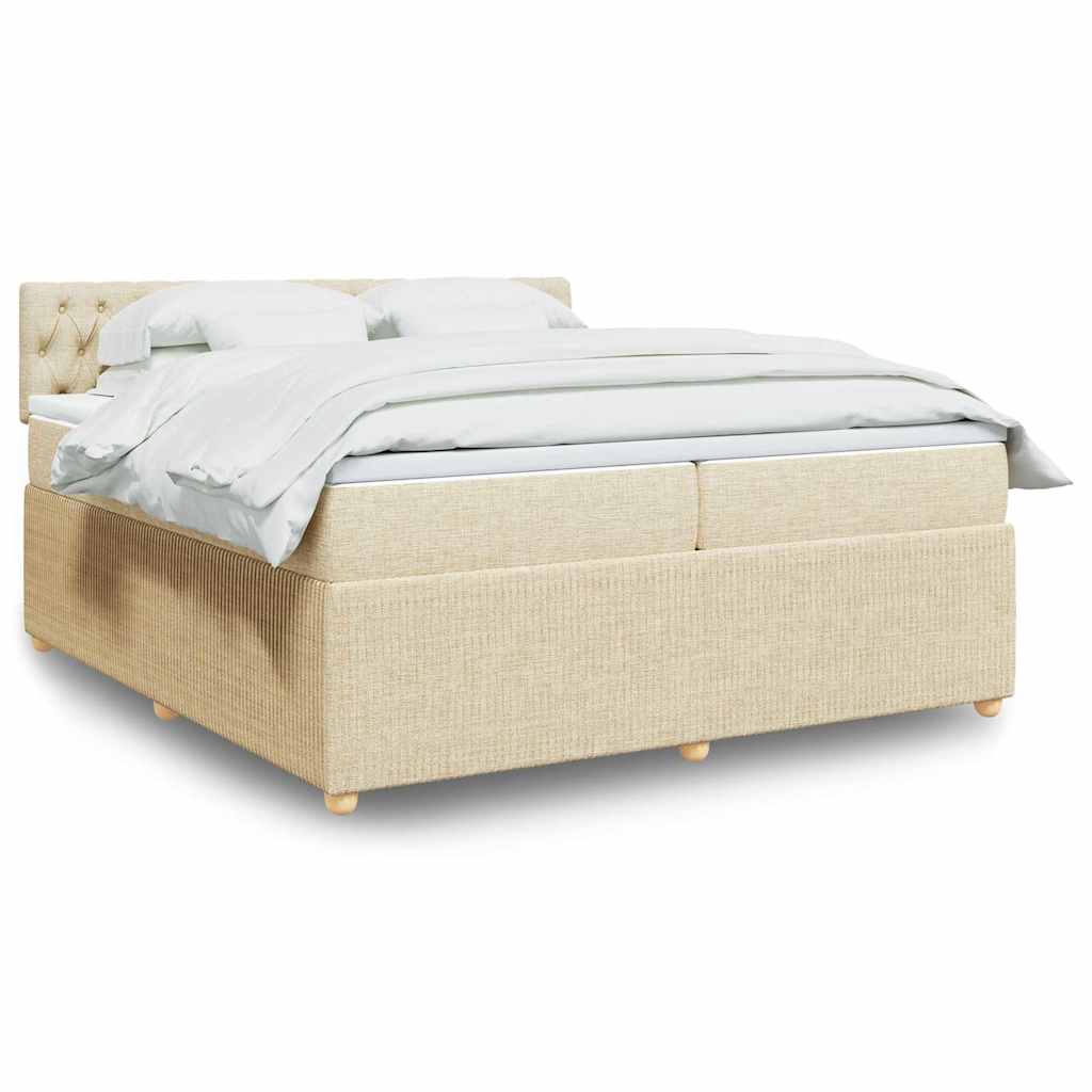 Sommier à lattes de lit avec matelas Crème 200x200 cm Tissu - XIOS