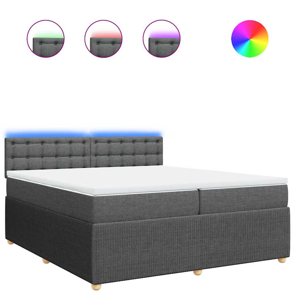 Sommier à lattes de lit avec matelas Gris foncé 200x200cm Tissu - XIOS