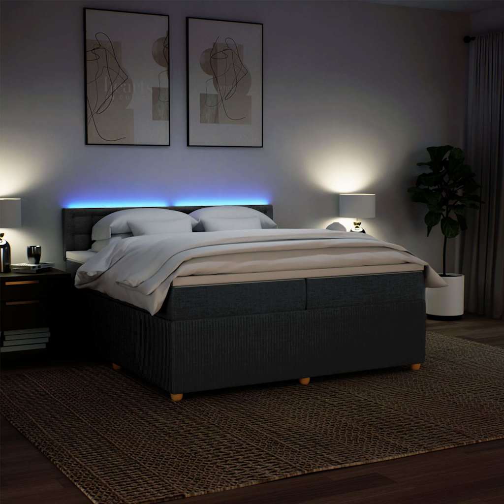 Sommier à lattes de lit avec matelas Gris foncé 200x200cm Tissu - XIOS