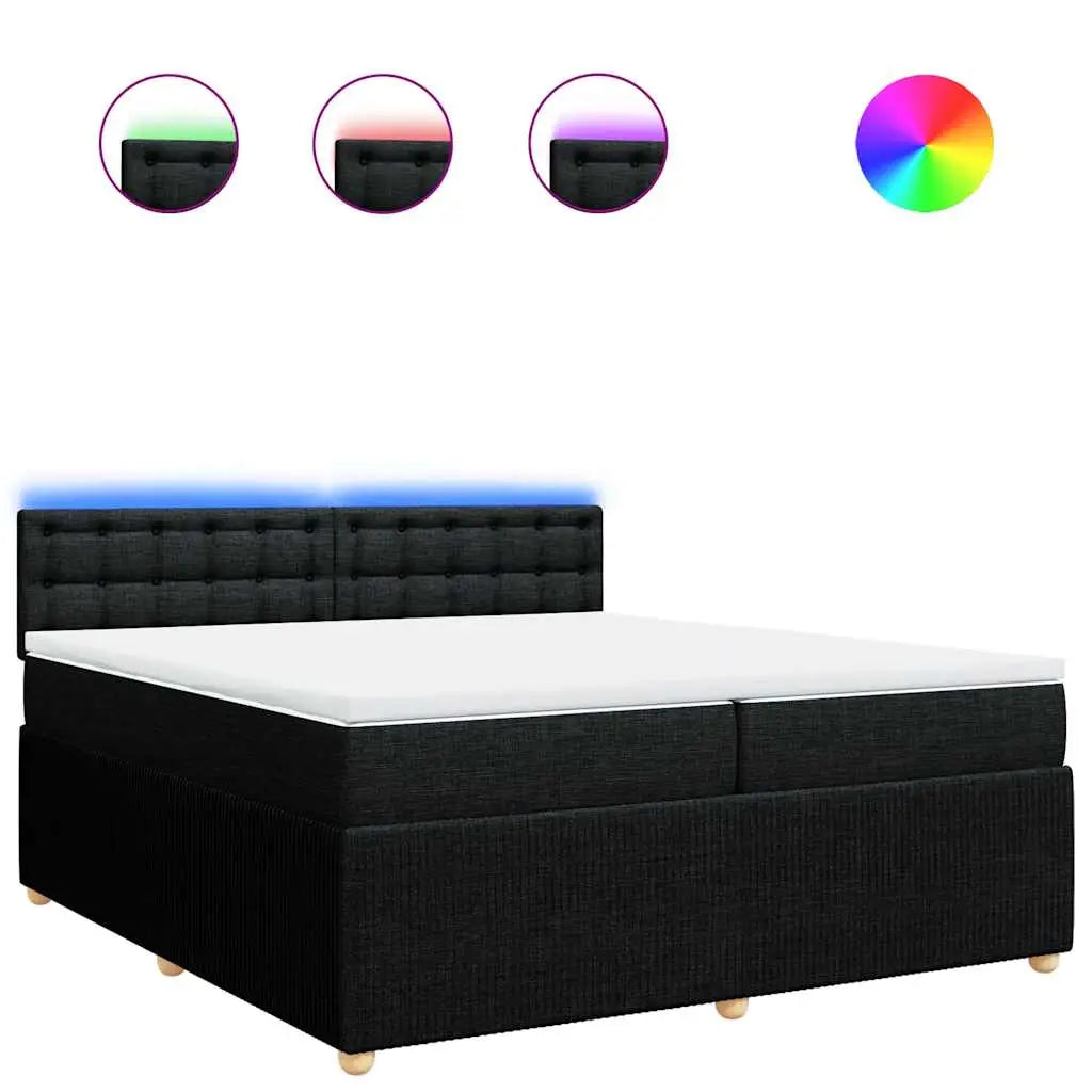 Sommier à lattes de lit avec matelas Noir 200x200 cm Tissu - XIOS