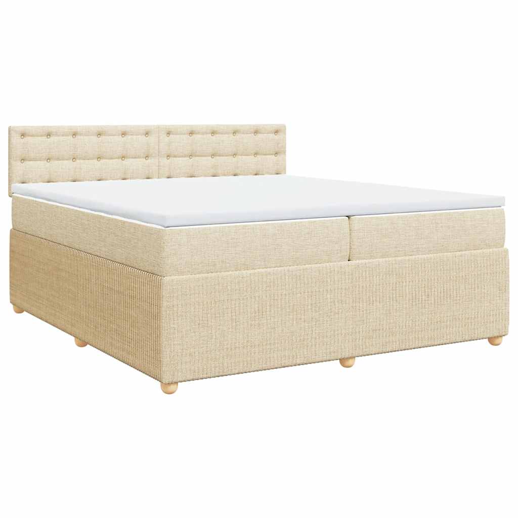 Sommier à lattes de lit avec matelas Crème 200x200 cm Tissu - XIOS