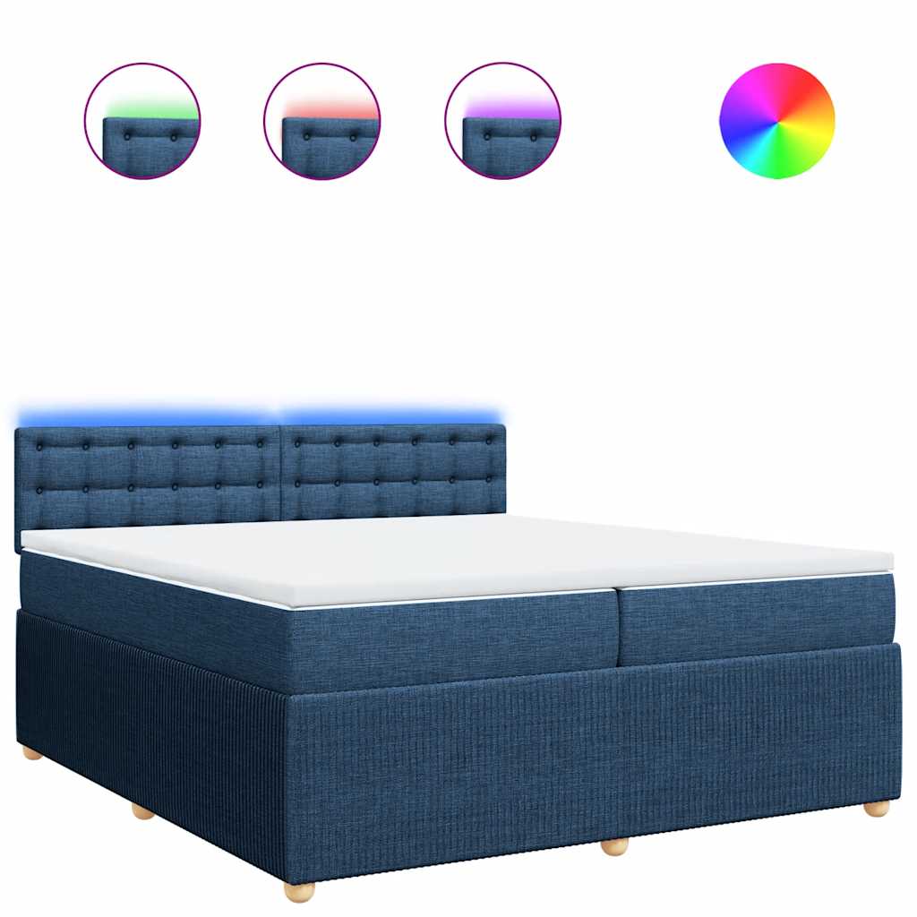 Sommier à lattes de lit avec matelas Bleu 200x200 cm Tissu - XIOS