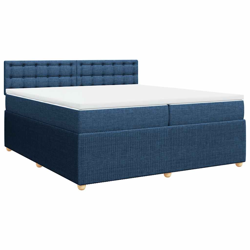 Sommier à lattes de lit avec matelas Bleu 200x200 cm Tissu - XIOS