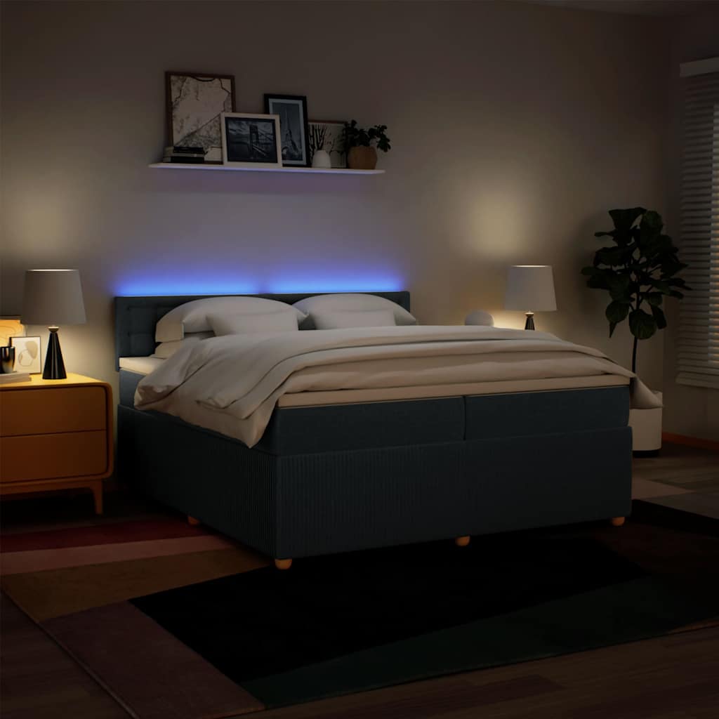 Sommier à lattes de lit avec matelas Bleu 200x200 cm Tissu - XIOS