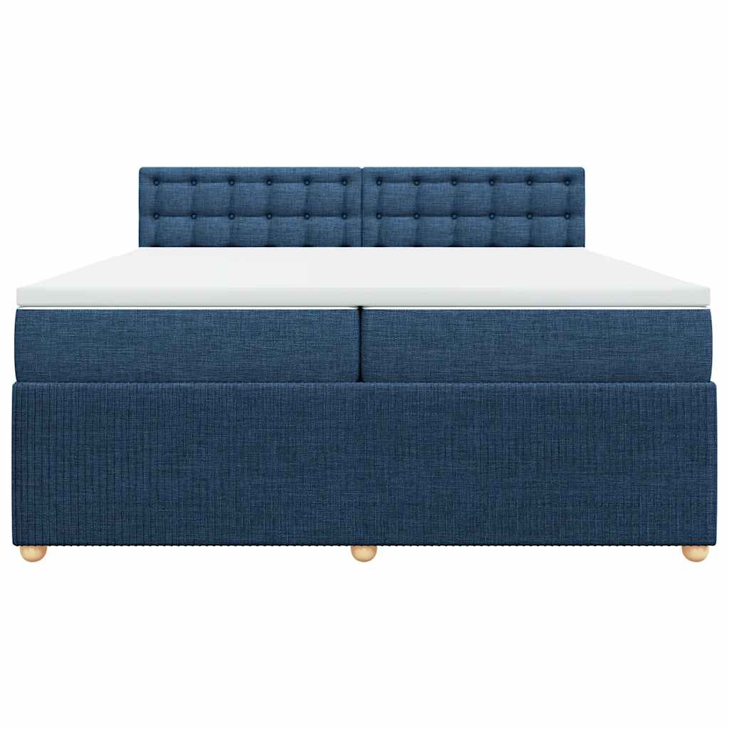 Sommier à lattes de lit avec matelas Bleu 200x200 cm Tissu - XIOS