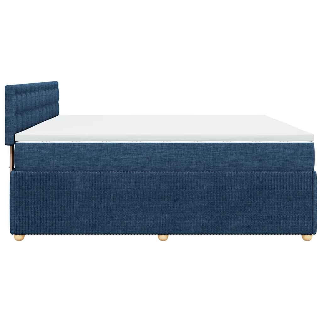 Sommier à lattes de lit avec matelas Bleu 200x200 cm Tissu - XIOS