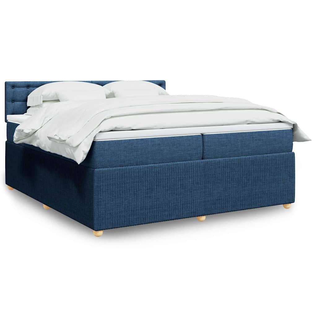 Sommier à lattes de lit avec matelas Bleu 200x200 cm Tissu - XIOS