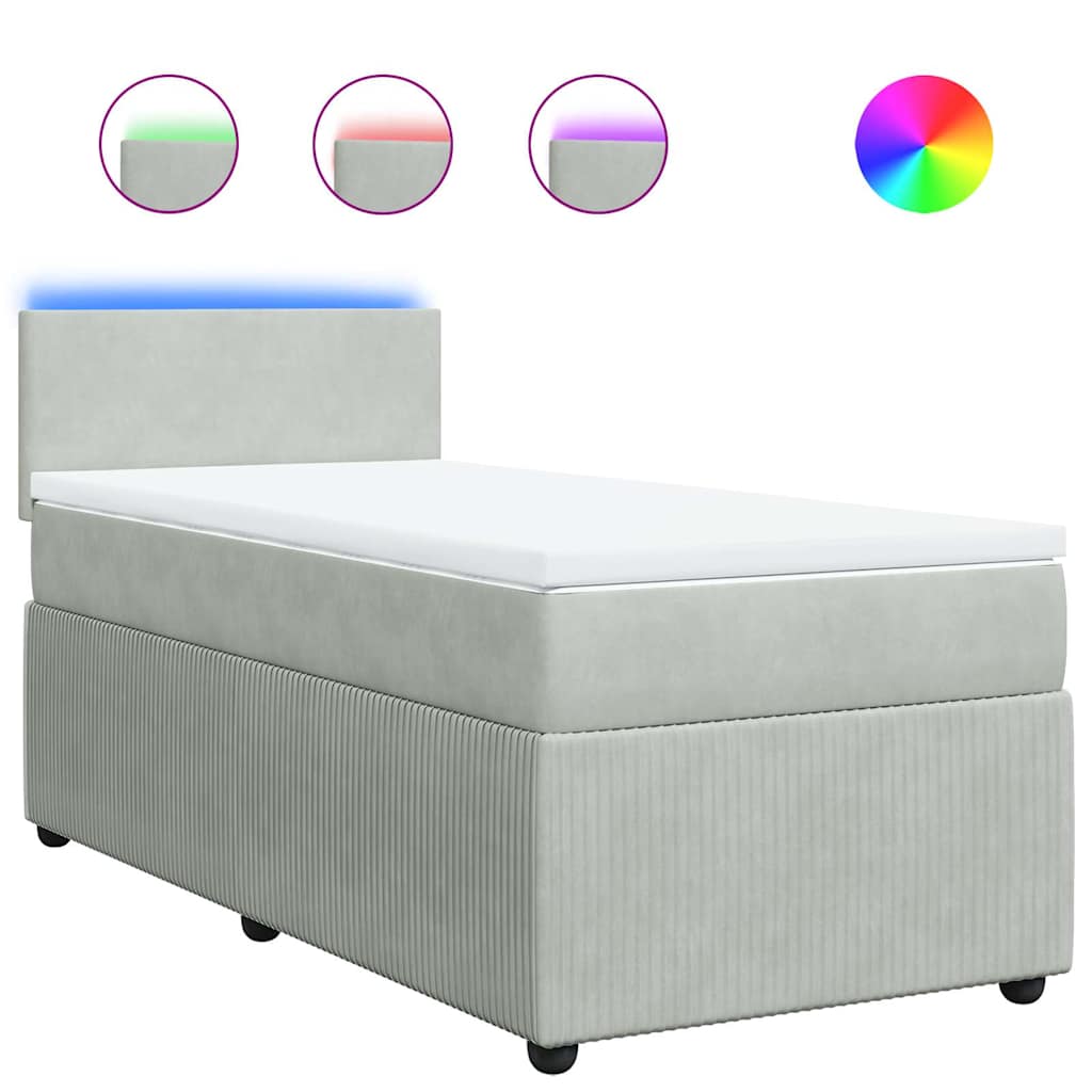 Sommier à lattes de lit et matelas Gris clair 90x190 cm Velours - XIOS