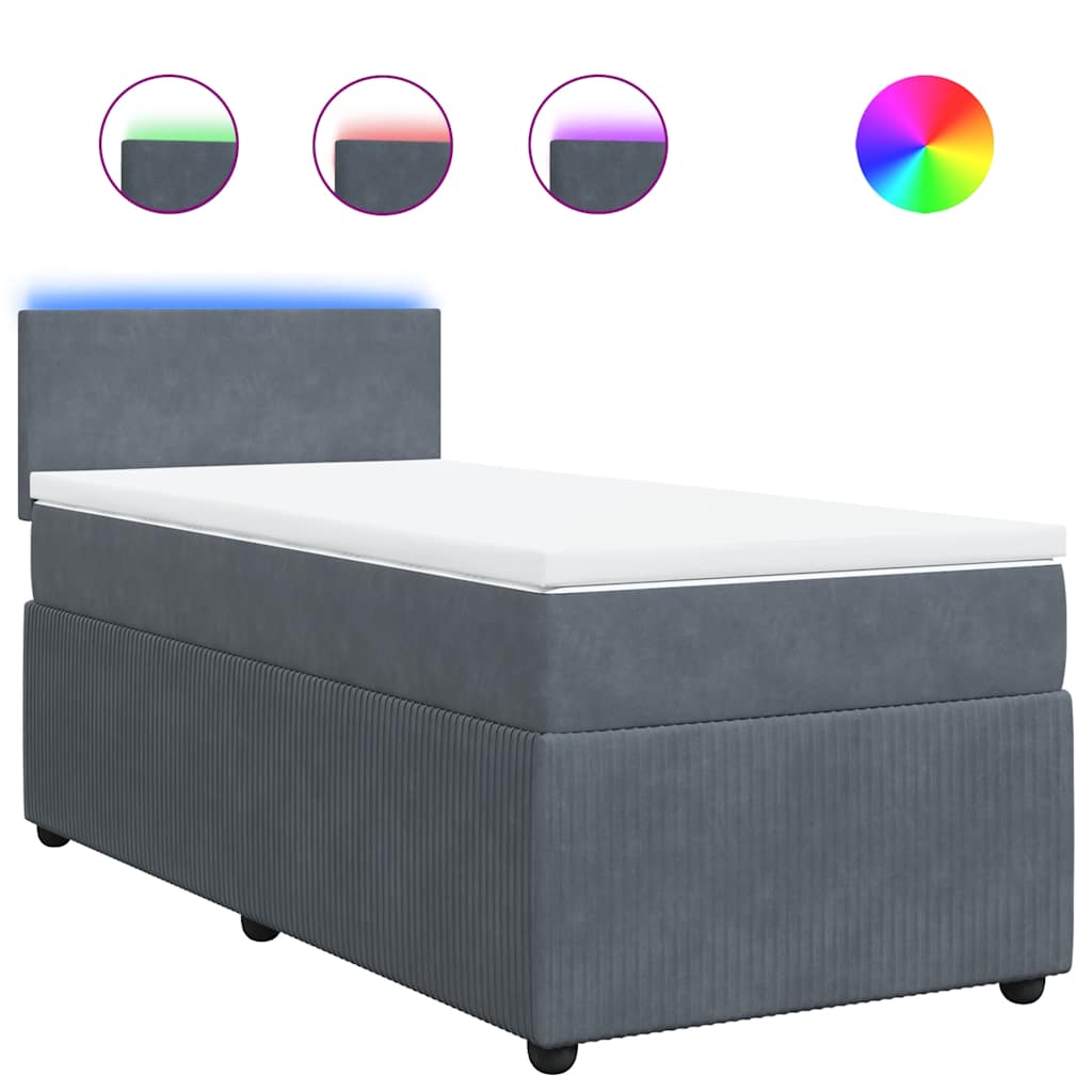 Sommier à lattes de lit et matelas Gris foncé 90x190 cm Velours - XIOS