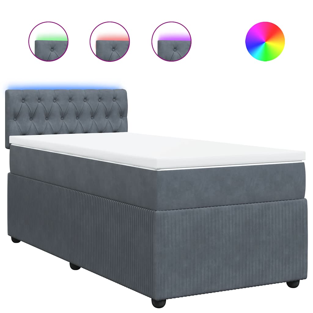 Sommier à lattes de lit et matelas Gris foncé 90x190 cm Velours - XIOS