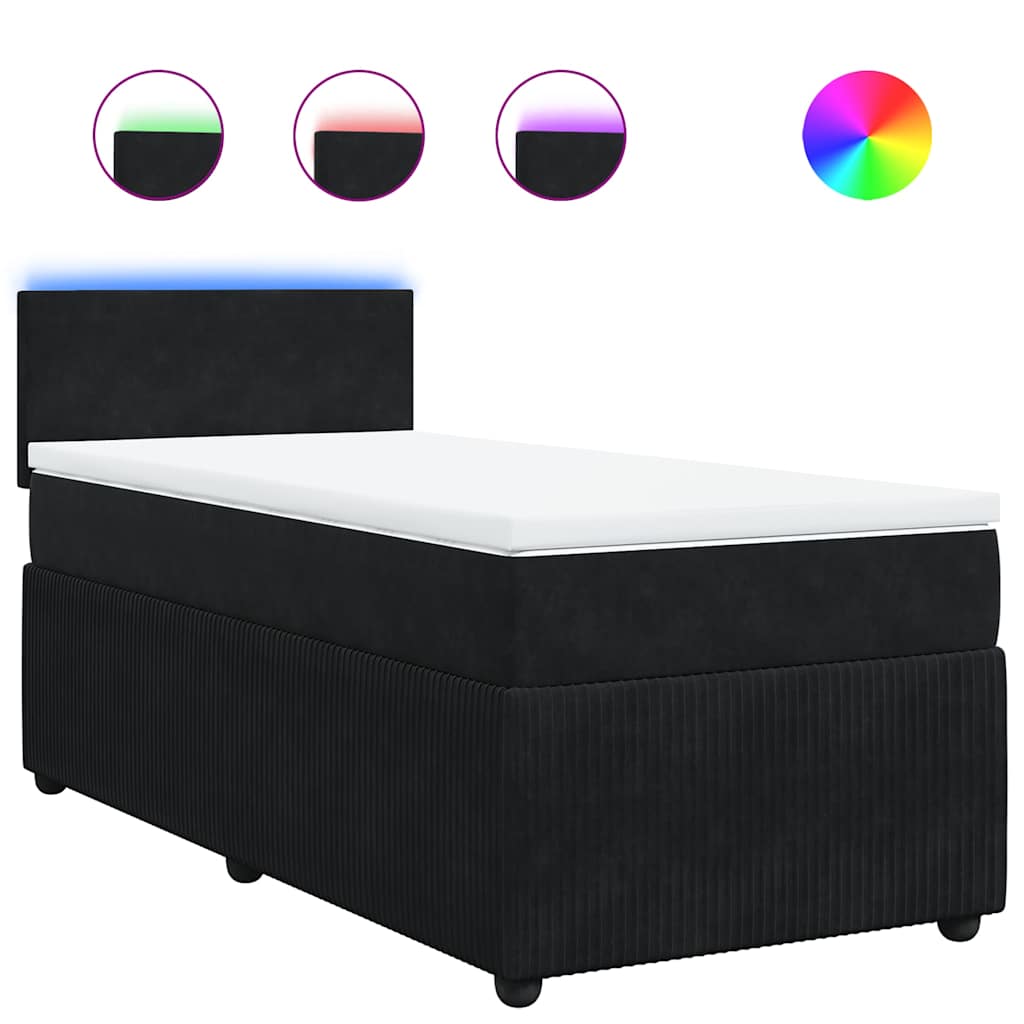 Sommier à lattes de lit avec matelas Noir 90x200 cm Velours - XIOS