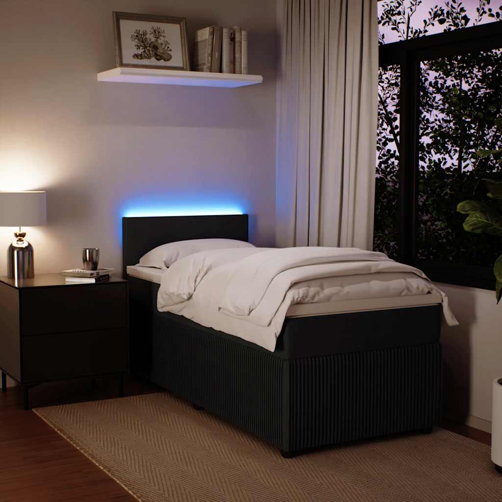 Sommier à lattes de lit avec matelas Noir 90x200 cm Velours - XIOS