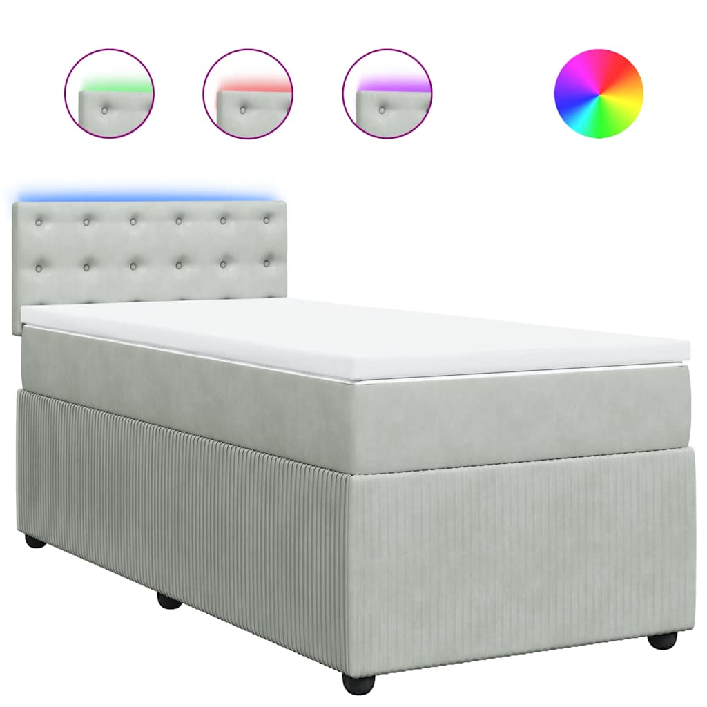 Sommier à lattes de lit et matelas Gris clair 90x200 cm Velours - XIOS