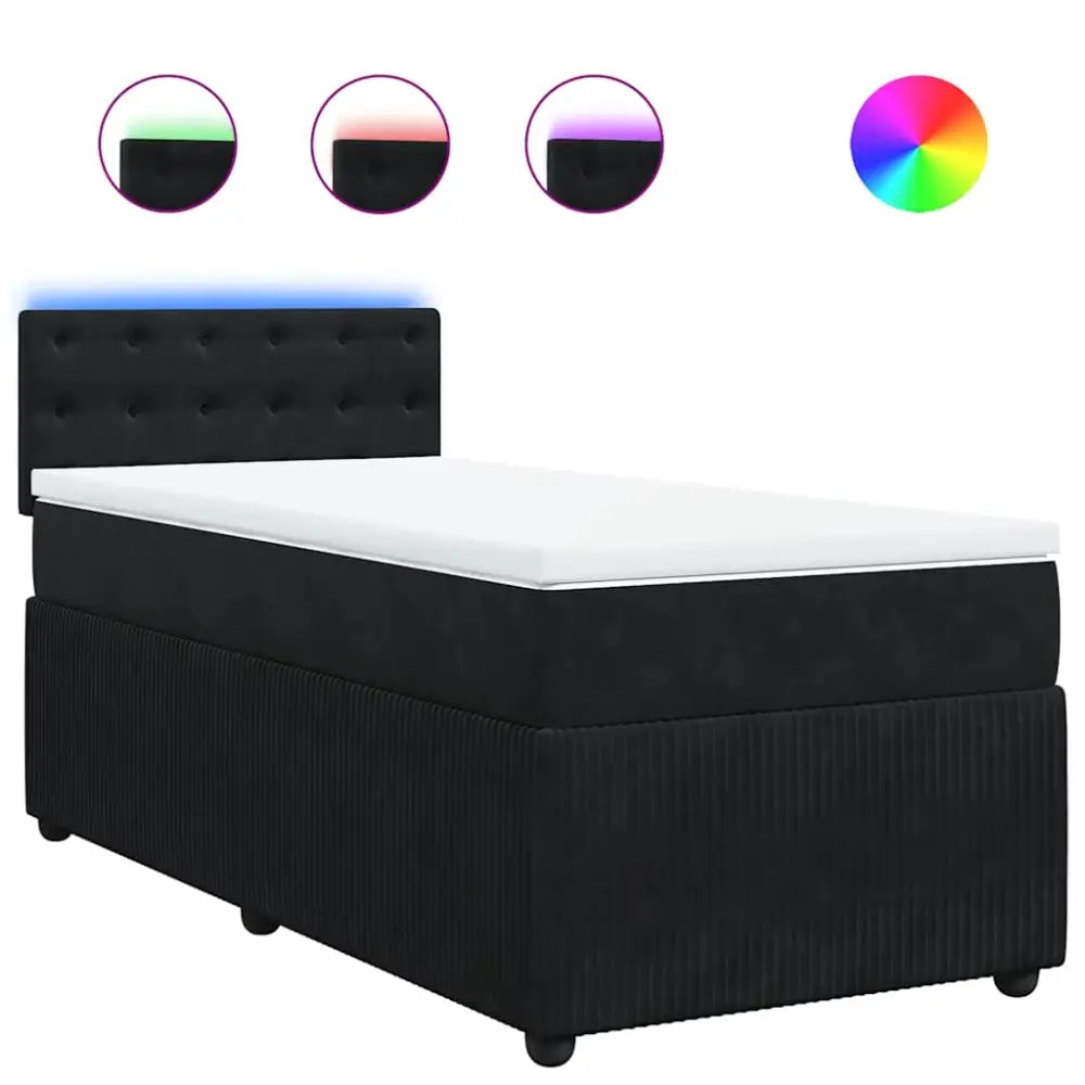 Sommier à lattes de lit avec matelas Noir 90x200 cm Velours - XIOS Store SNC