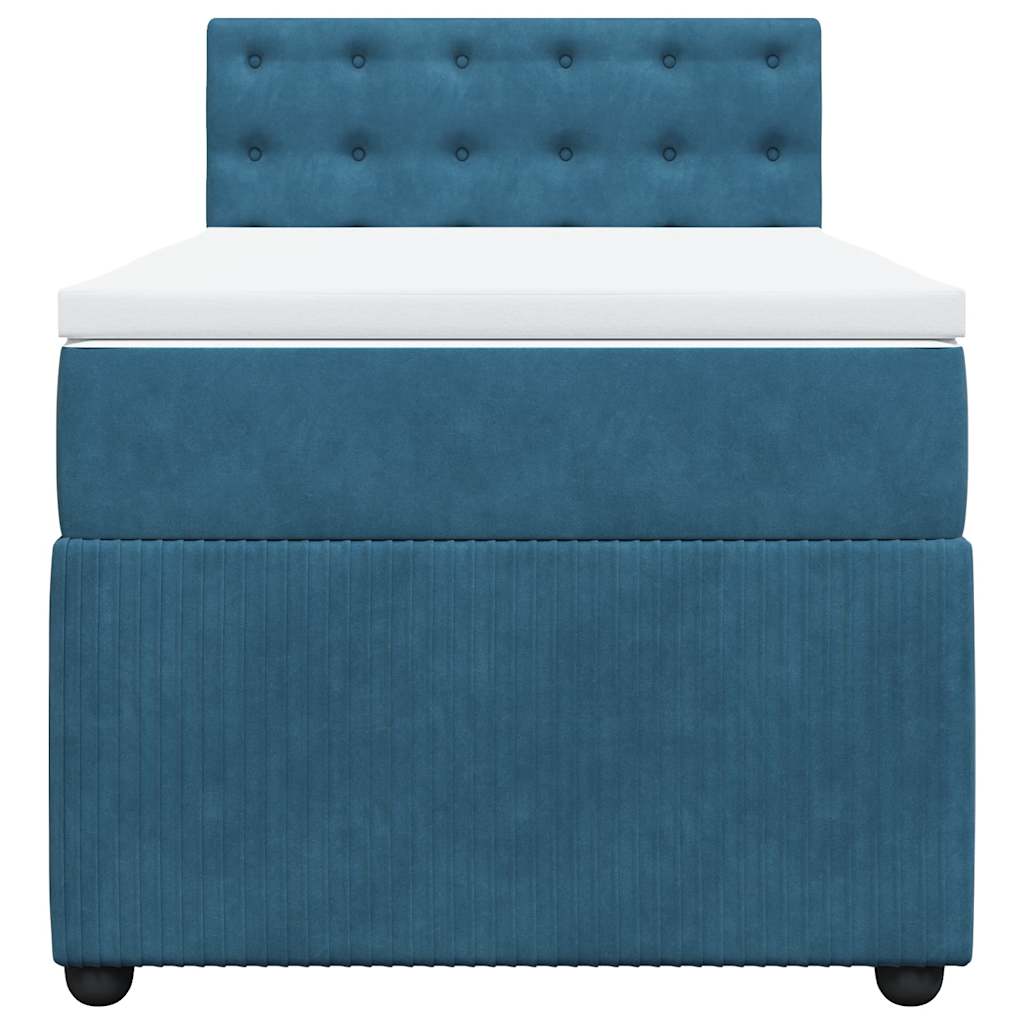 Sommier à lattes de lit avec matelas bleu 90x200 cm velours - XIOS