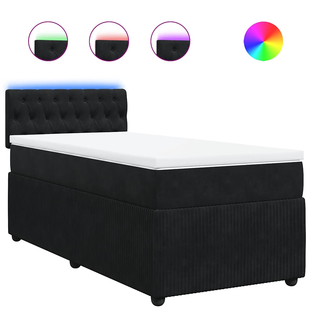 Sommier à lattes de lit avec matelas Noir 90x200 cm Velours - XIOS