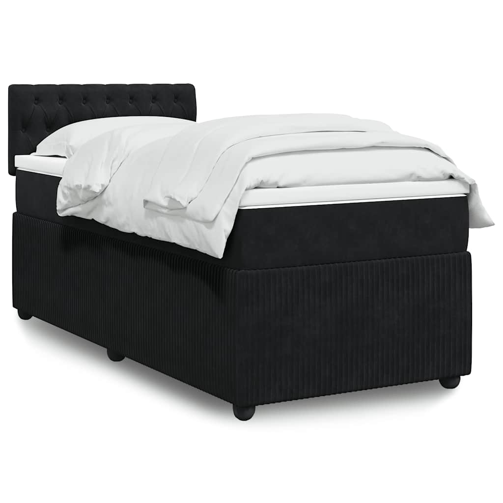 Sommier à lattes de lit avec matelas Noir 90x200 cm Velours - XIOS