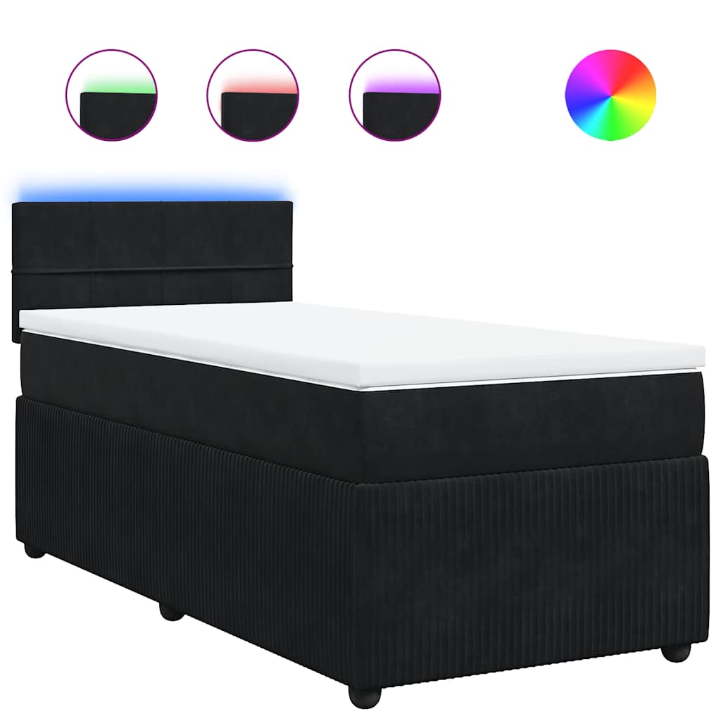 Sommier à lattes de lit avec matelas Noir 90x200 cm Velours - XIOS