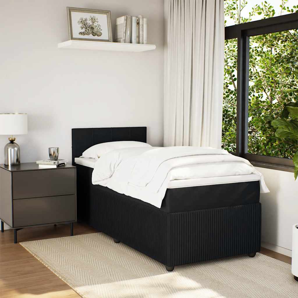 Sommier à lattes de lit avec matelas Noir 90x200 cm Velours - XIOS