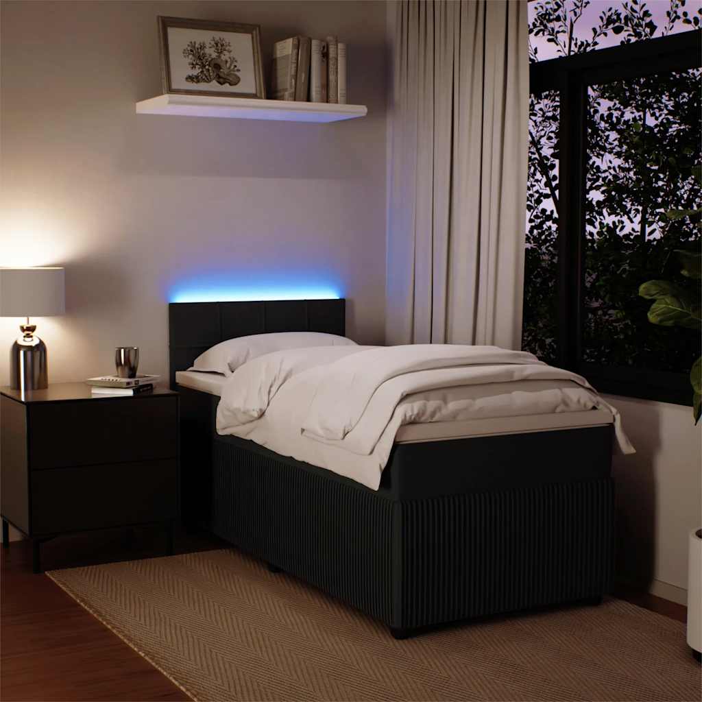 Sommier à lattes de lit avec matelas Noir 90x200 cm Velours - XIOS
