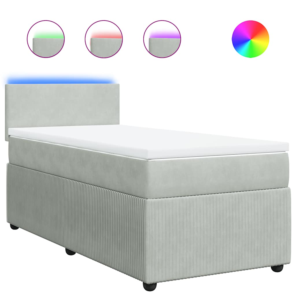 Sommier à lattes de lit et matelas Gris clair 100x200cm Velours - XIOS