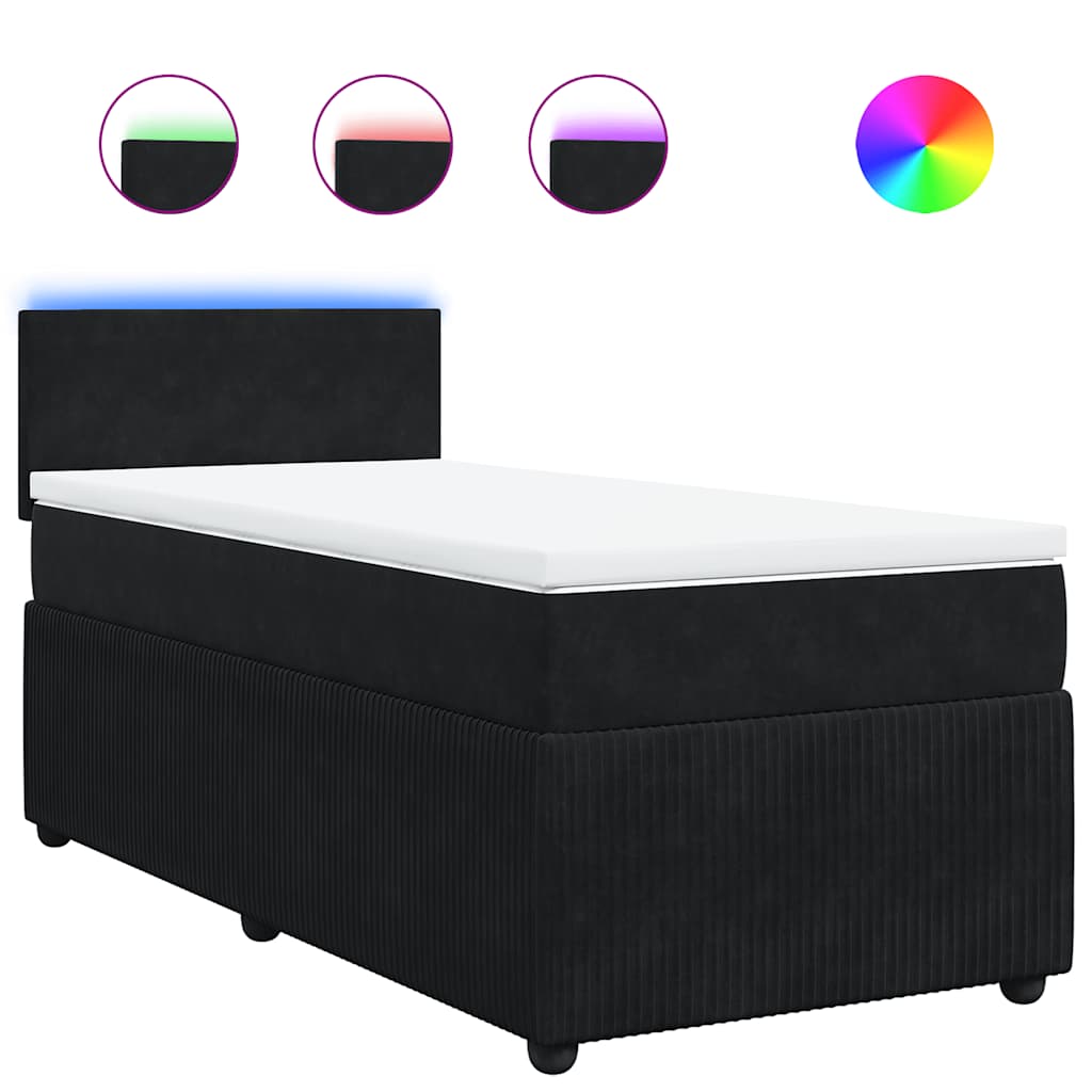 Sommier à lattes de lit avec matelas Noir 100x200 cm Velours - XIOS