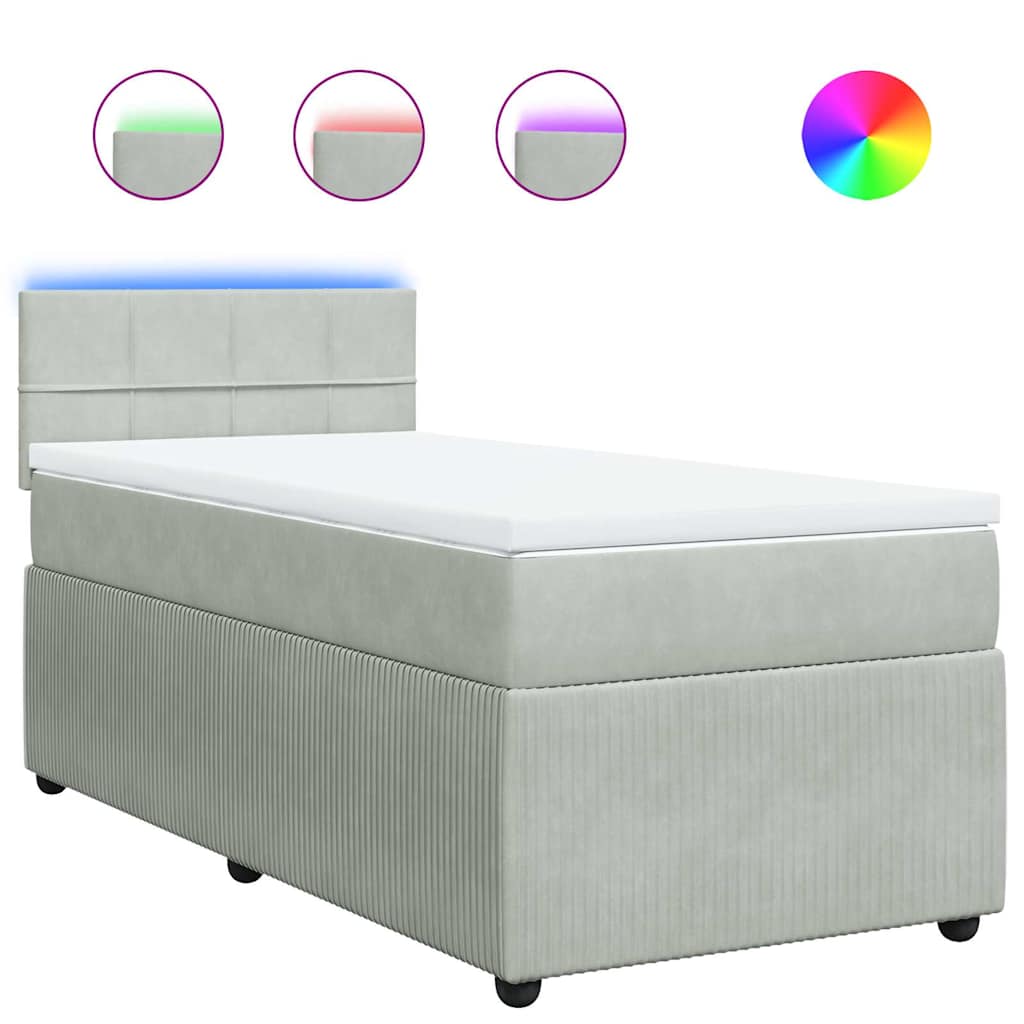 Sommier à lattes de lit et matelas Gris clair 100x200cm Velours - XIOS