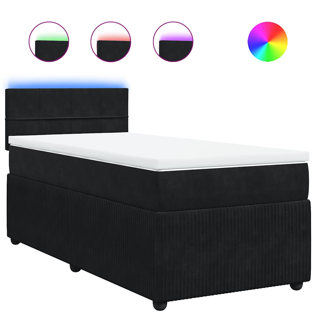 Sommier à lattes de lit avec matelas Noir 100x200 cm Velours - XIOS