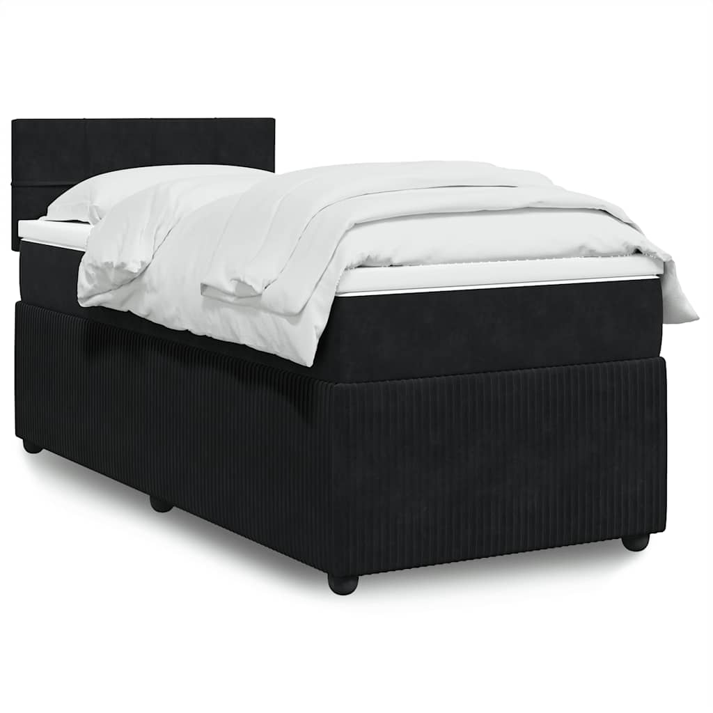 Sommier à lattes de lit avec matelas Noir 100x200 cm Velours - XIOS