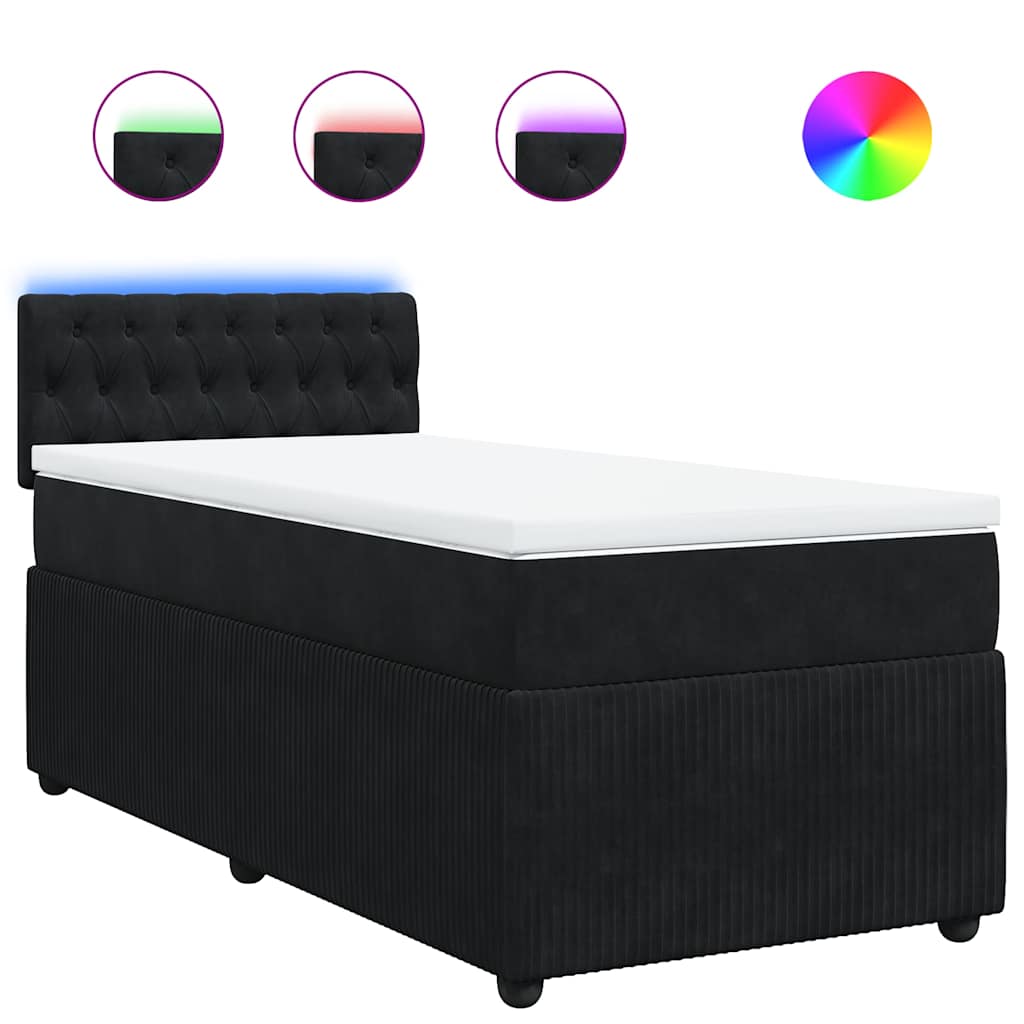 Sommier à lattes de lit avec matelas Noir 100x200 cm Velours - XIOS