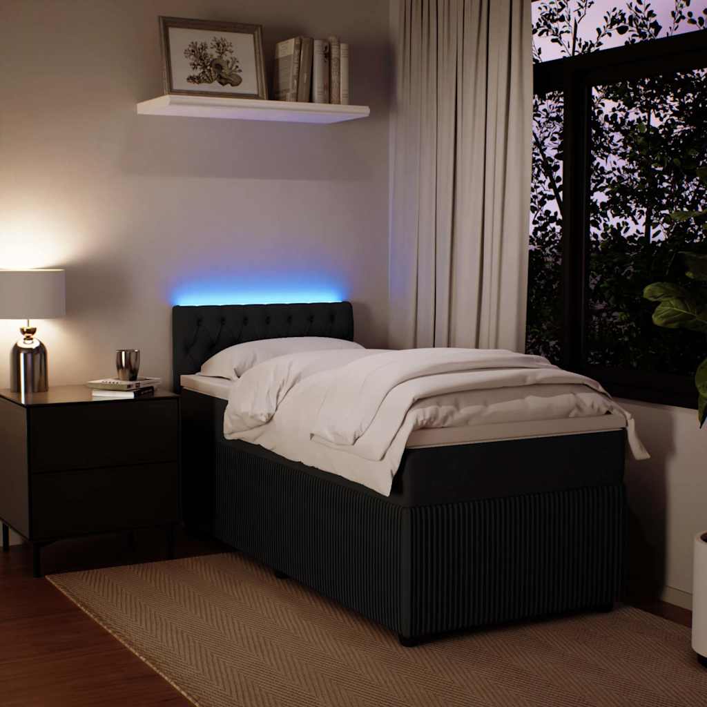 Sommier à lattes de lit avec matelas Noir 100x200 cm Velours - XIOS