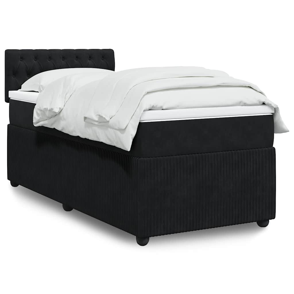 Sommier à lattes de lit avec matelas Noir 100x200 cm Velours - XIOS