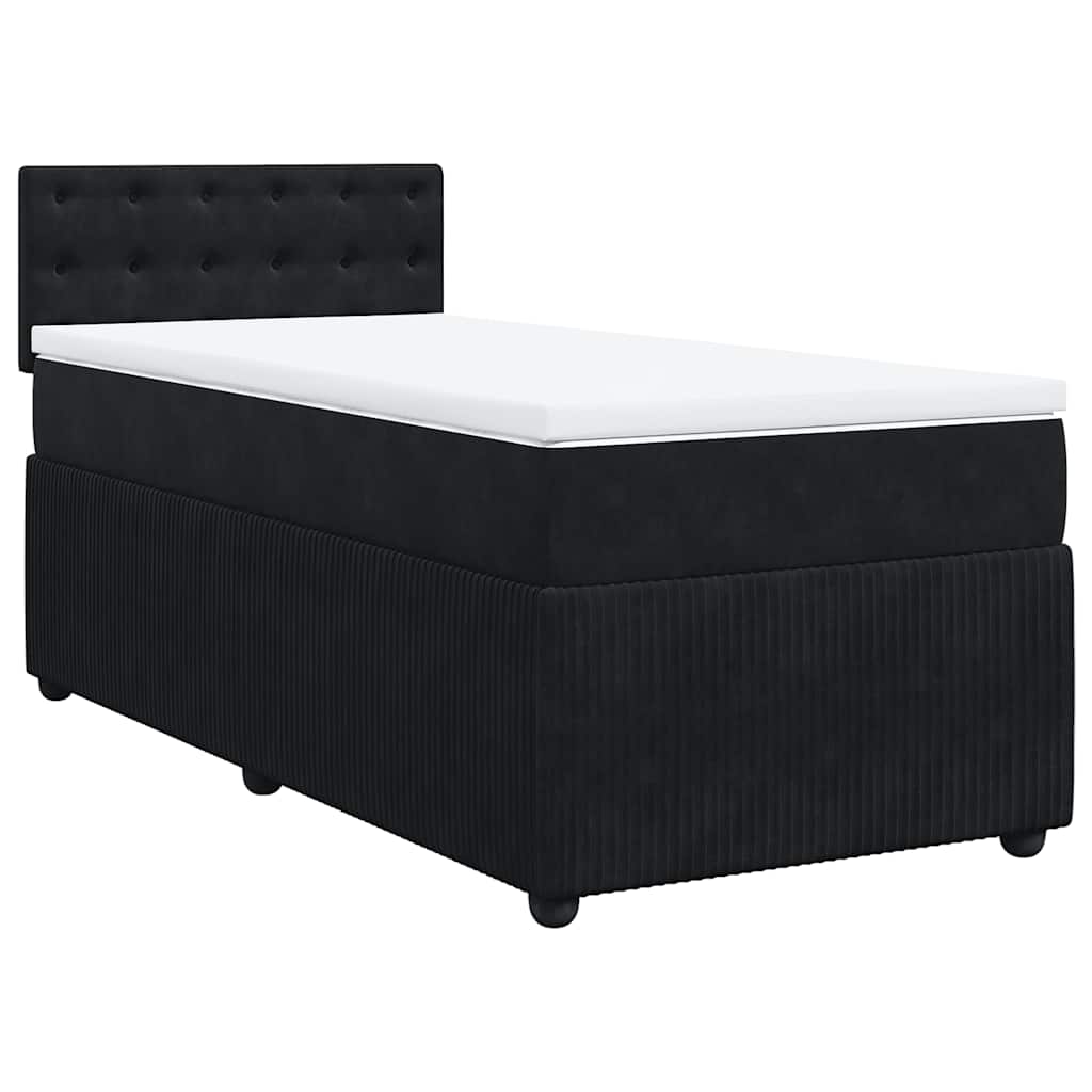 Sommier à lattes de lit avec matelas Noir 100x200 cm Velours - XIOS