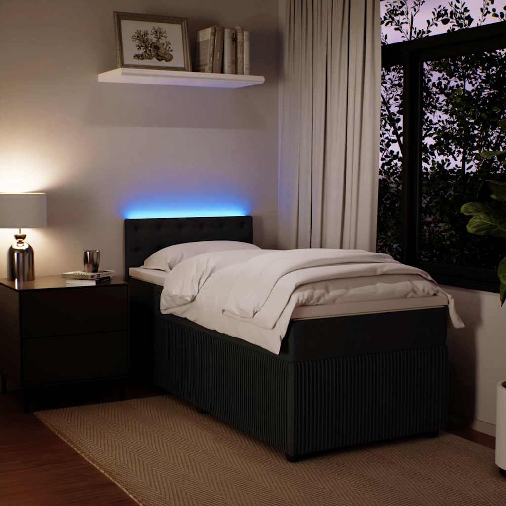Sommier à lattes de lit avec matelas Noir 100x200 cm Velours - XIOS