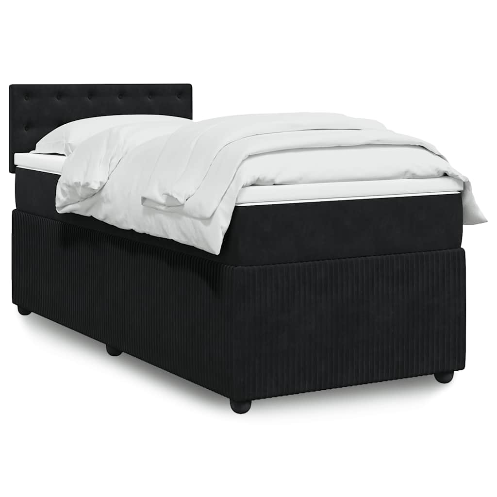 Sommier à lattes de lit avec matelas Noir 100x200 cm Velours - XIOS