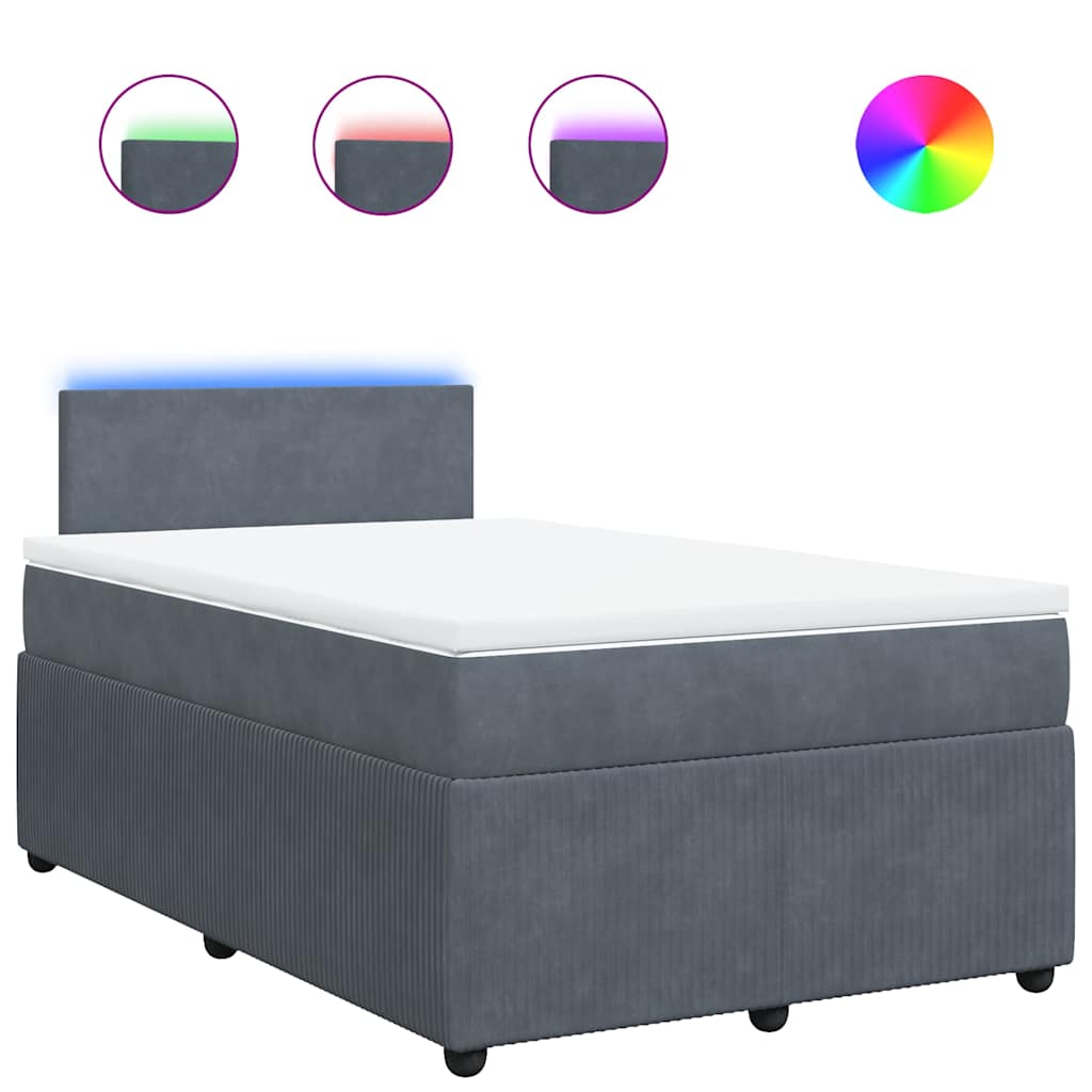 Sommier à lattes de lit et matelas gris foncé 120x190cm velours - XIOS