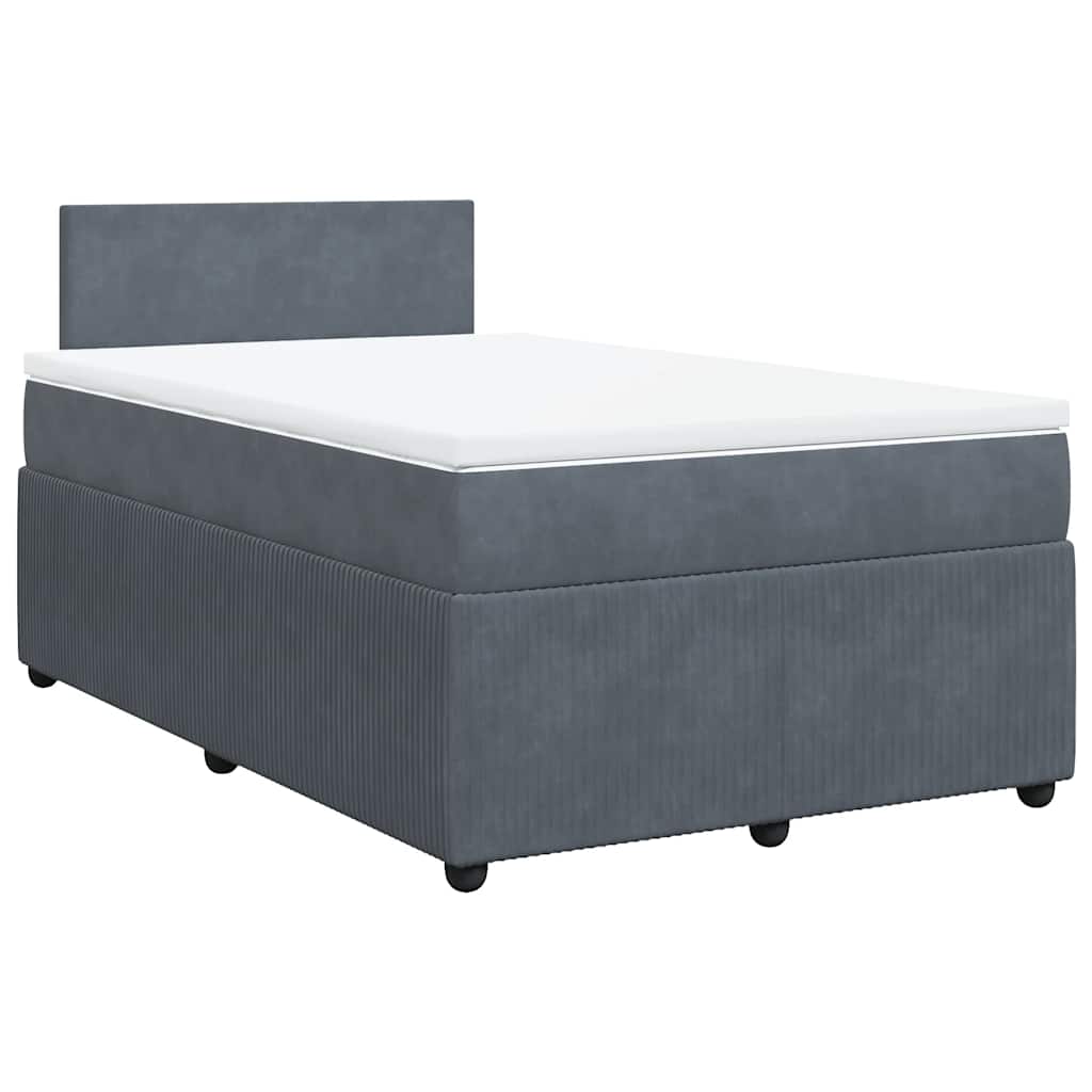 Sommier à lattes de lit et matelas gris foncé 120x190cm velours - XIOS